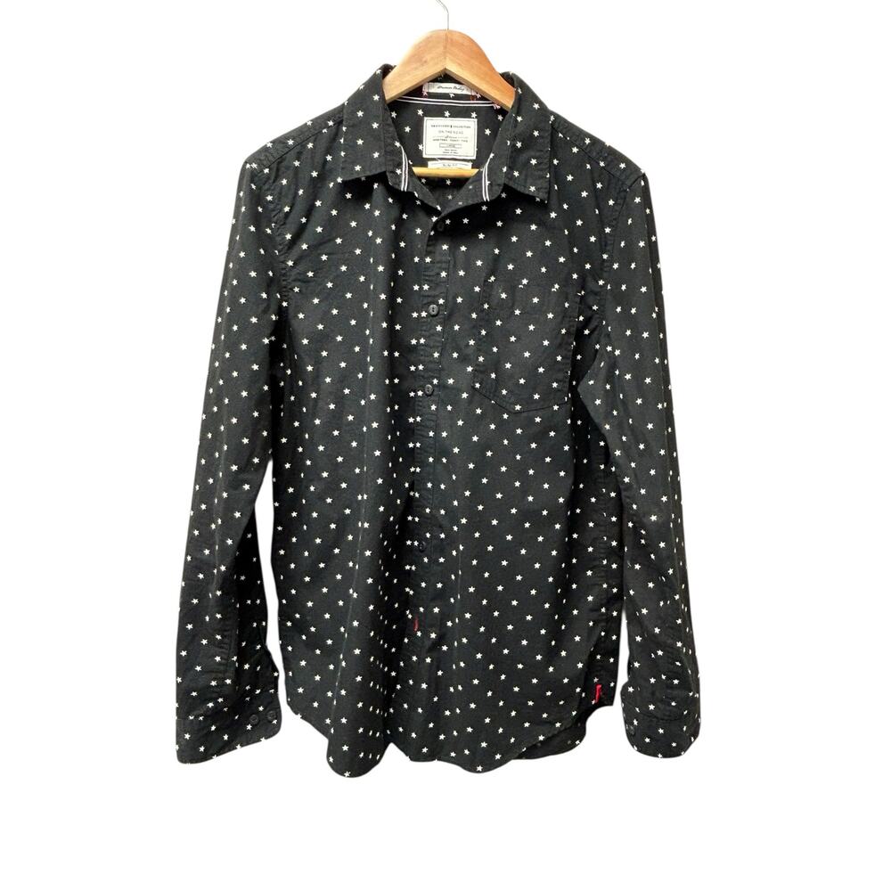 Cactus ON THE ROAD‎ Slim Fit Shirt Large Blue White Stars L/S Travelers Mens